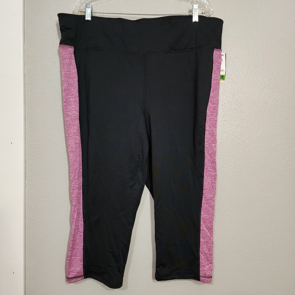Ideology Leggings Women's Plus 3X Cropped Black Purple Colorblock Athletic Pants